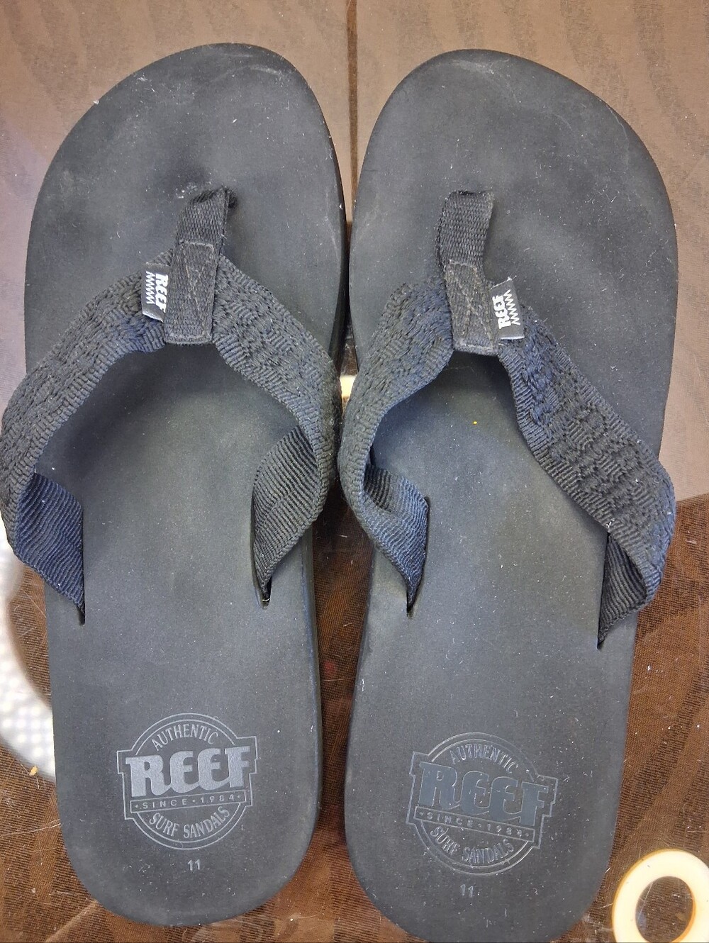 Reef Black Men's Woven-Strap Flip Flops 11